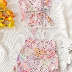 Floral Two-Piece Set with Tie Detail